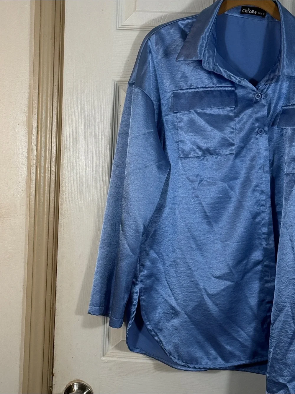 Chloe Sky Blue Satin Pantsuit Set